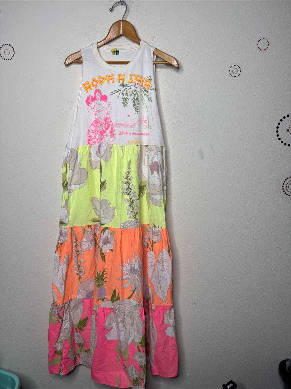 Farm Rio Maxi Tiered Dress 53” Length Cotton size Medium - Picture 3 of 14